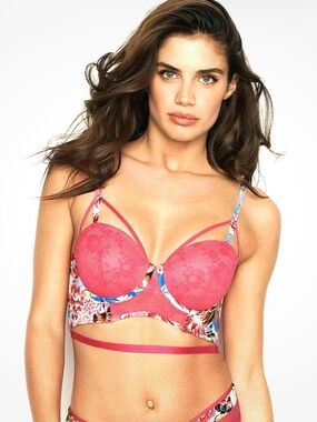 Victoria's Secret MARY KATRANTZOU Balconette Long Line Bralette Bra Pink 32D NWT